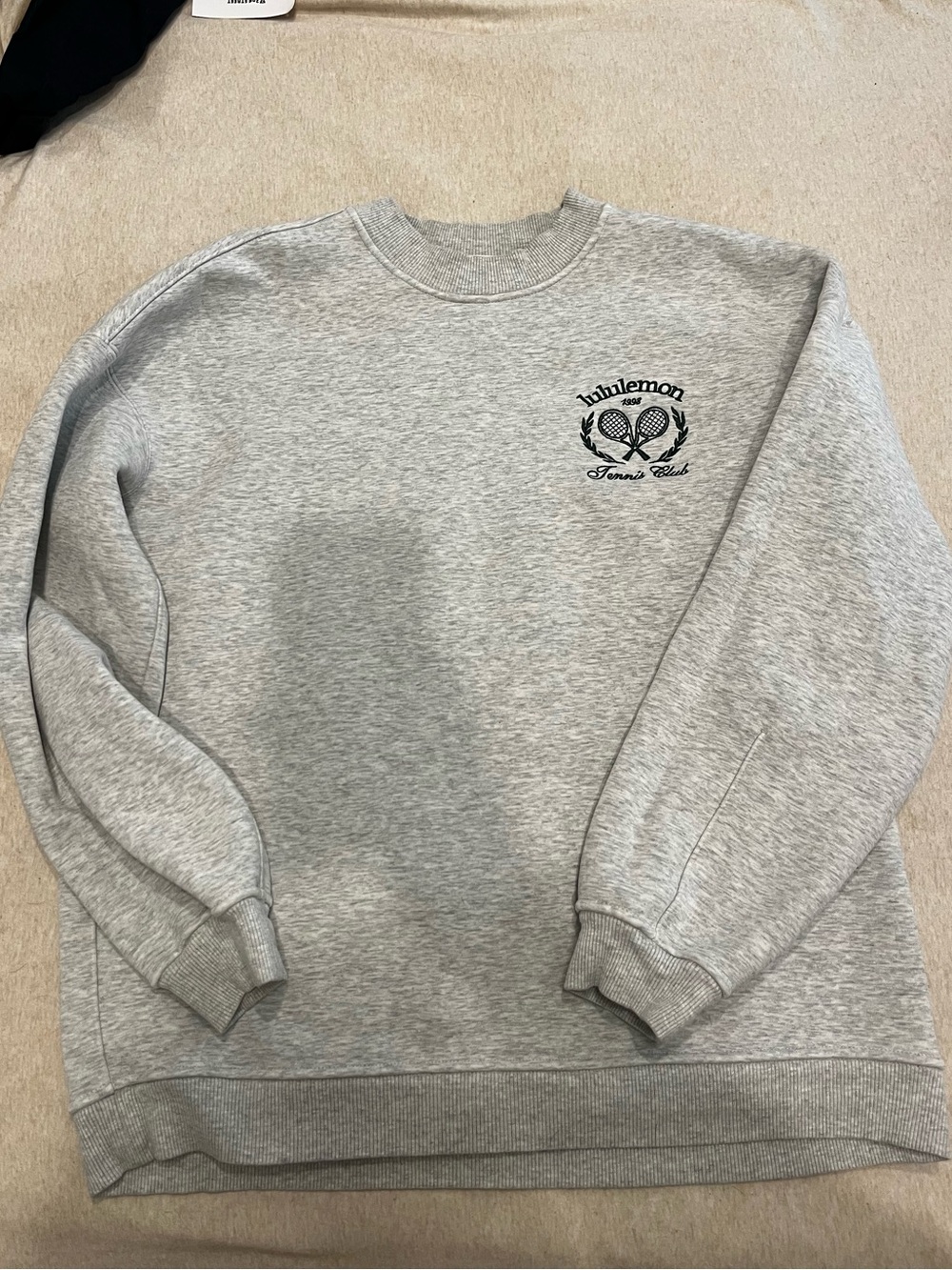lululemon athletica Light Gray Crewneck Sweatshirt with Tennis Crest